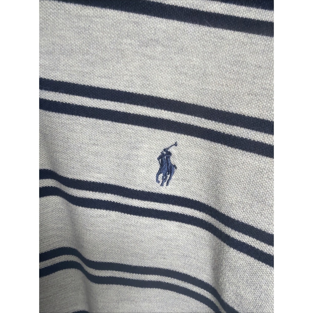 Polo Ralph Lauren 2XL Men's Gray & Blue Stripe Short Sleeve Cotton Shirt Golf - Picture 3 of 6
